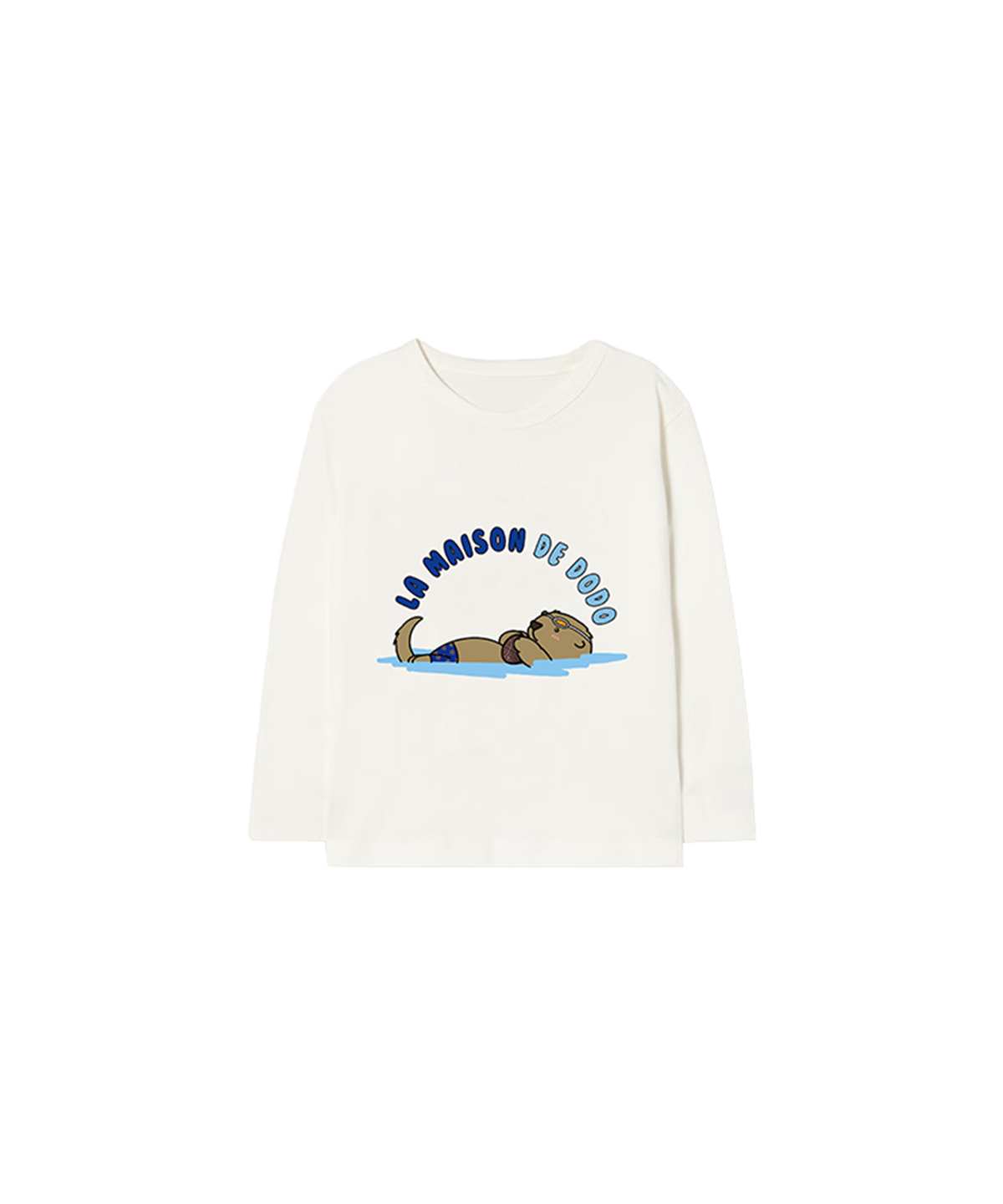 라메종드도도(LA MAISON DE DODO) Simply DODO T Shirt with Swimming Otter (White)_키즈기본티 키즈프린트 등원복 키즈긴팔티 아동긴팔티 간절기 키즈선물 아동선물 여아선물 남아선물
