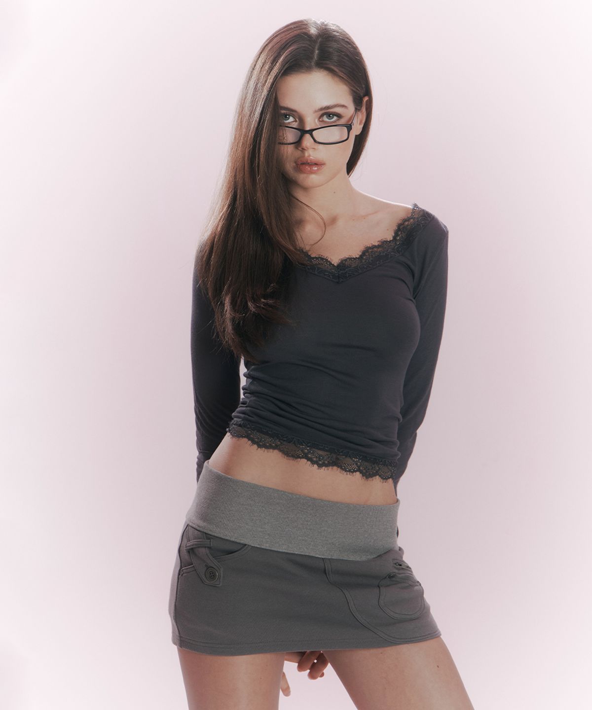 플리즈노팔로우(PLEASENOFOLLOW) Karena Side Pocket Mini Skirt (Sand Grey)