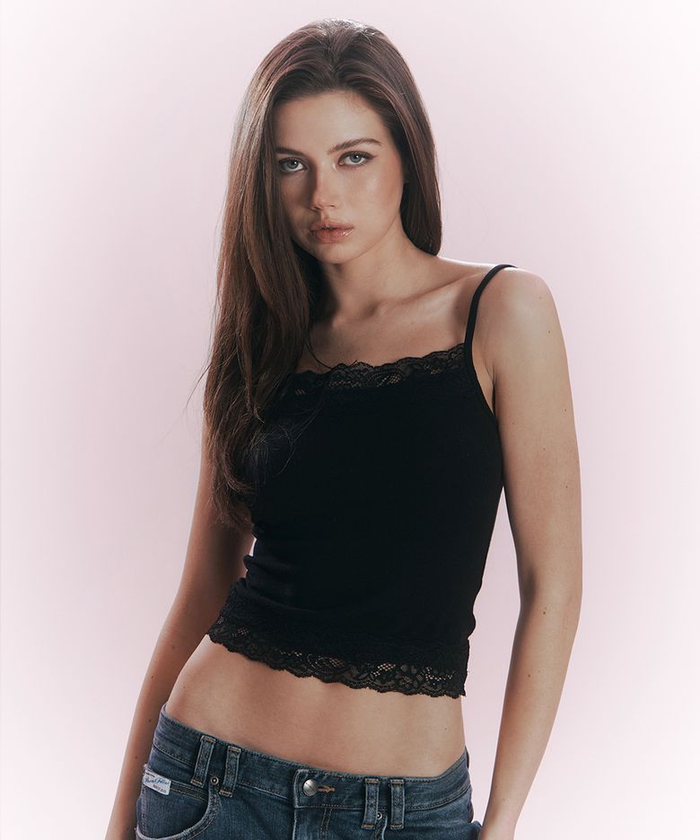 Alice Lace Sleeveless Top (Black)