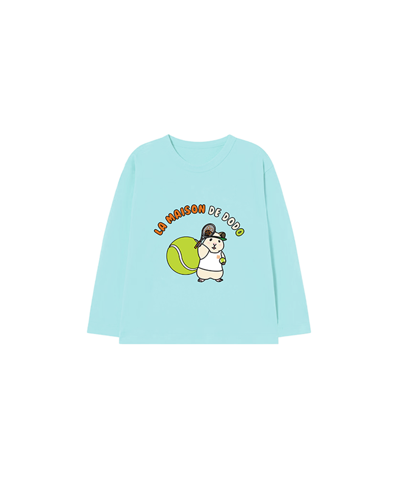 Simply DODO T Shirt with Tennis Hamster (Blue)_키즈기본티 키즈프린트 등원복 키즈긴팔티 아동긴팔티 간절기 키즈선물 아동선물 여아선물 남아선물