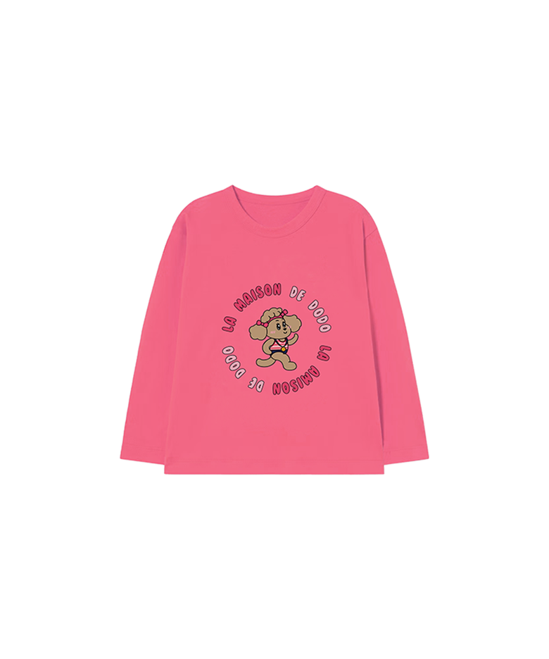 Simply DODO T Shirt with Running Dog(Dusty Pink)_키즈기본티 키즈프린트 등원복 키즈긴팔티 아동긴팔티 간절기 키즈선물 아동선물 여아선물 남아선물