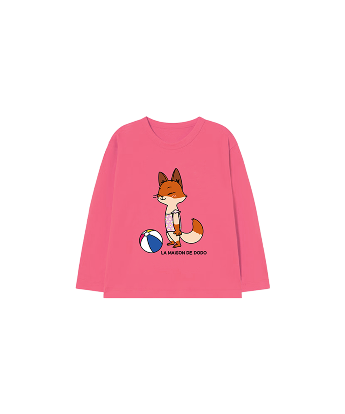 라메종드도도(LA MAISON DE DODO) Simply DODO T Shirt with a Fox (Dusty Pink)_키즈기본티 키즈프린트 등원복 키즈긴팔티 아동긴팔티 간절기 키즈선물 아동선물 여아선물 남아선물