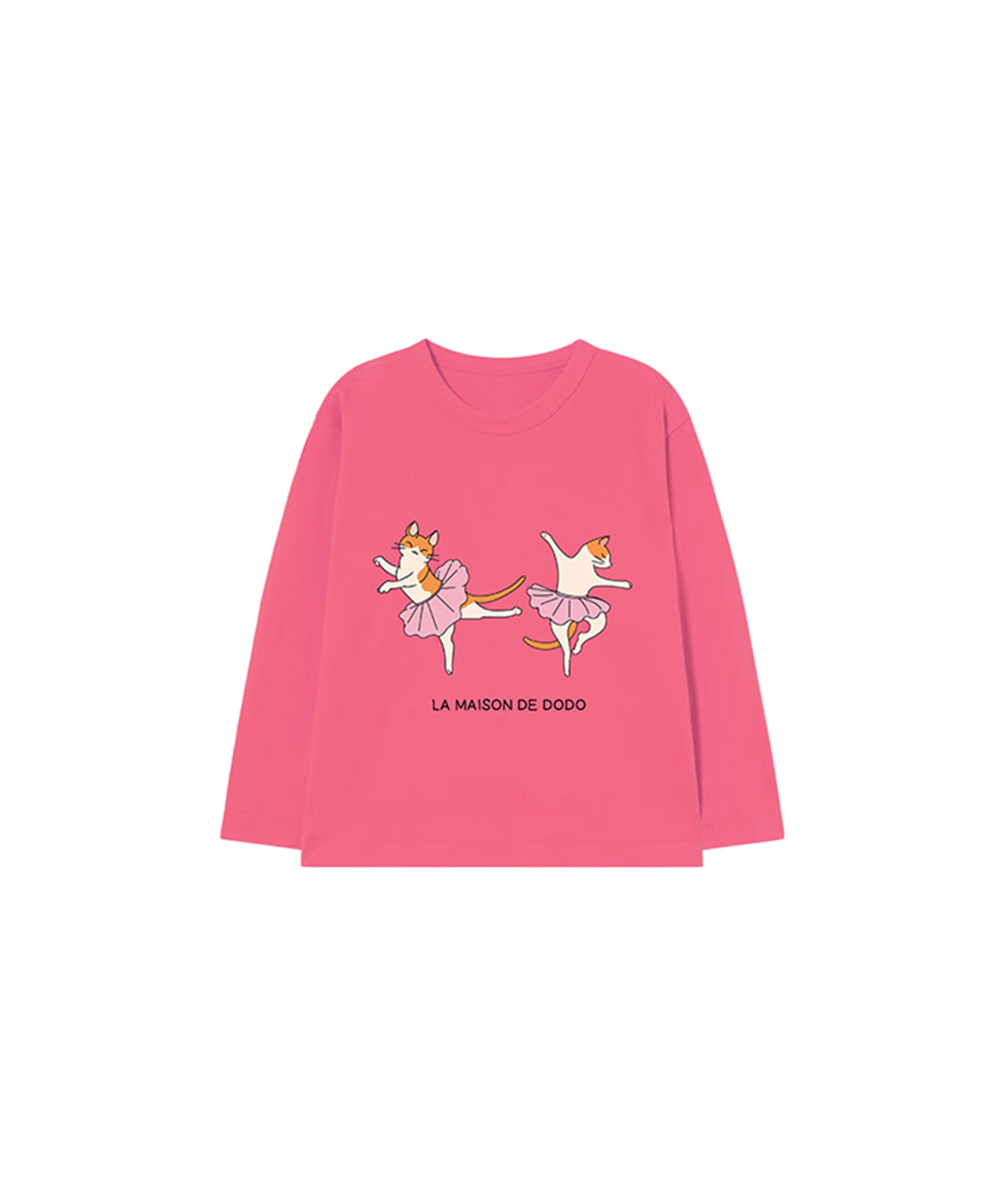 라메종드도도(LA MAISON DE DODO) Simply DODO T Shirt with Ballet Cats(Dusty Pink)_키즈기본티 키즈프린트 등원복 키즈긴팔티 아동긴팔티 간절기 키즈선물 아동선물 여아선물 남아선물