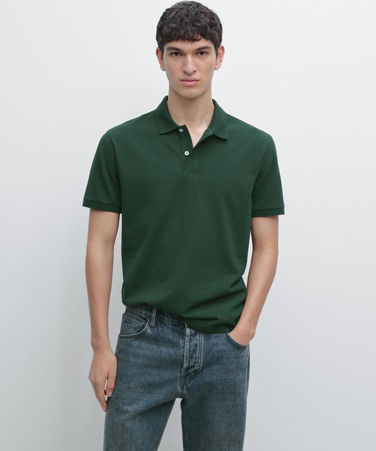 마시모두띠(MASSIMO DUTTI) 마이크로텍스처드 코튼 피케 폴로 셔츠