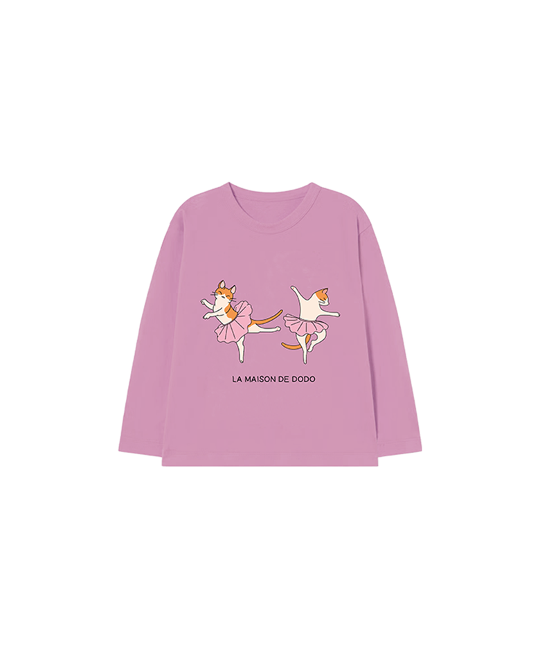 Simply DODO T Shirt with Ballet Cats(Lavender)_키즈기본티 키즈프린트 등원복 키즈긴팔티 아동긴팔티 간절기 키즈선물 아동선물 여아선물 남아선물
