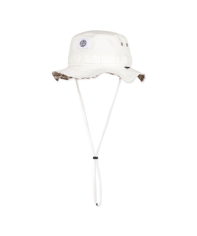 RAW EDGE CHECK BOONIE HAT ivory