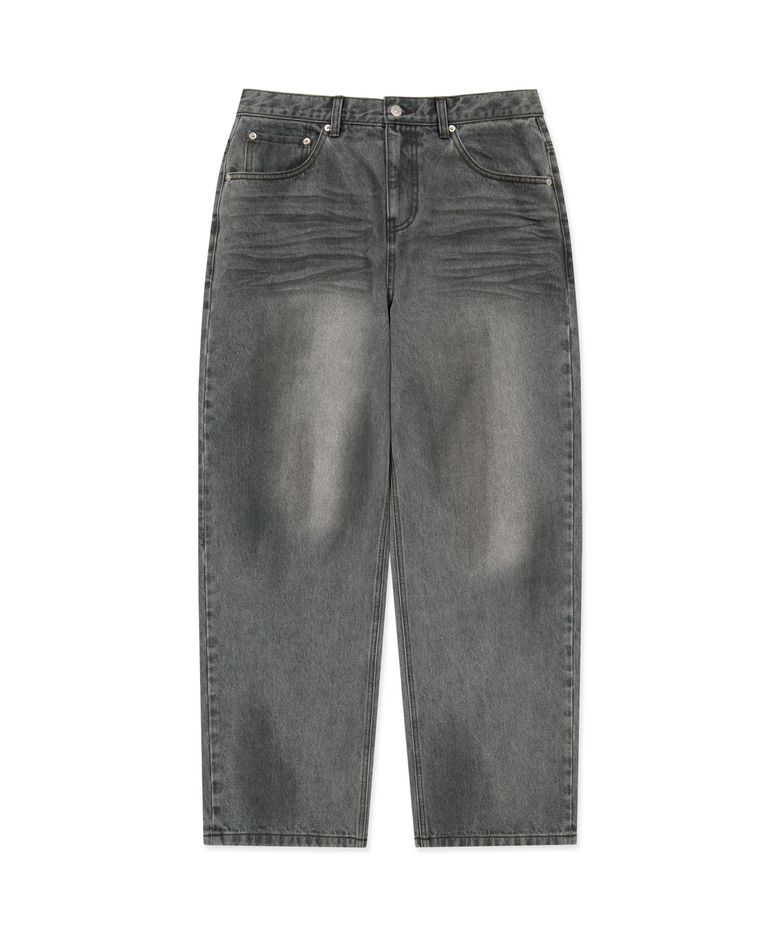 DIRTY WASHED DENIM PANTS gray