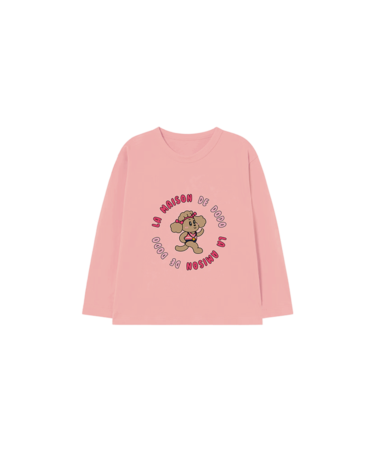 라메종드도도(LA MAISON DE DODO) Simply DODO T Shirt with Running Dog (Pink)_키즈기본티 키즈프린트 등원복 키즈긴팔티 아동긴팔티 간절기 키즈선물 아동선물 여아선물 남아선물