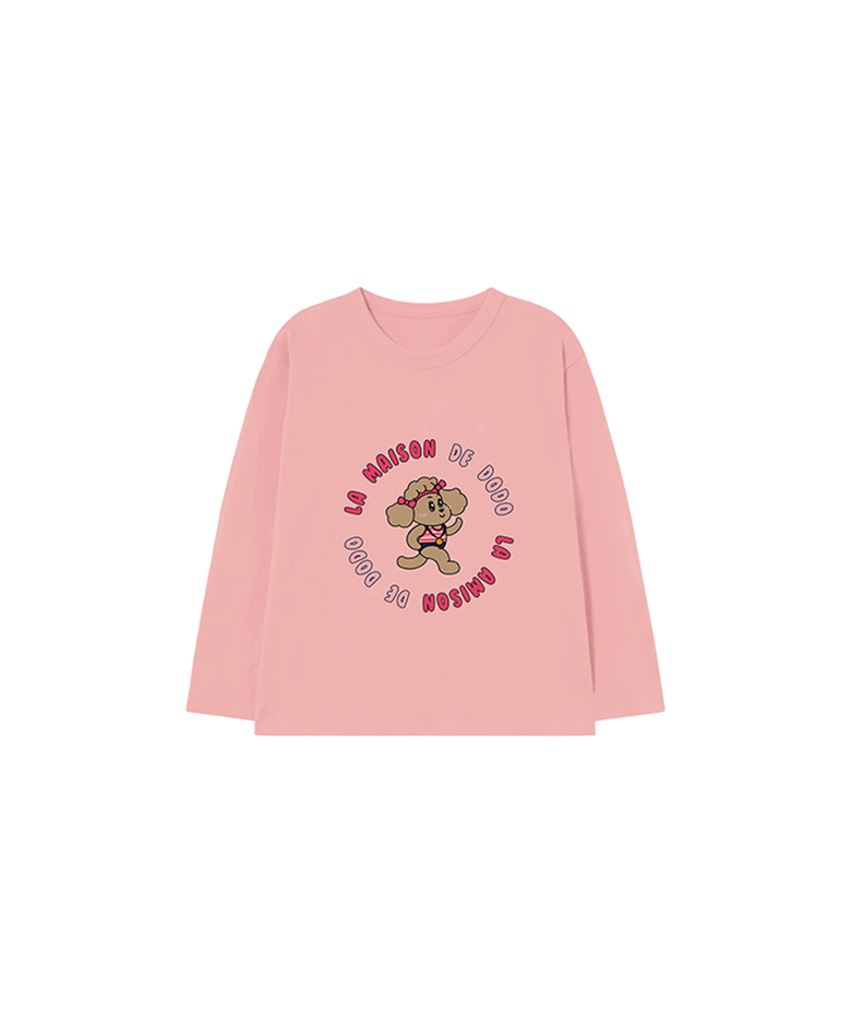 Simply DODO T Shirt with Running Dog (Pink)_키즈기본티 키즈프린트 등원복 키즈긴팔티 아동긴팔티 간절기 키즈선물 아동선물 여아선물 남아선물
