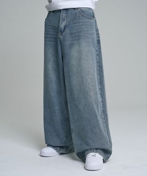 모어 와이드 데님 팬츠 라이트 블루