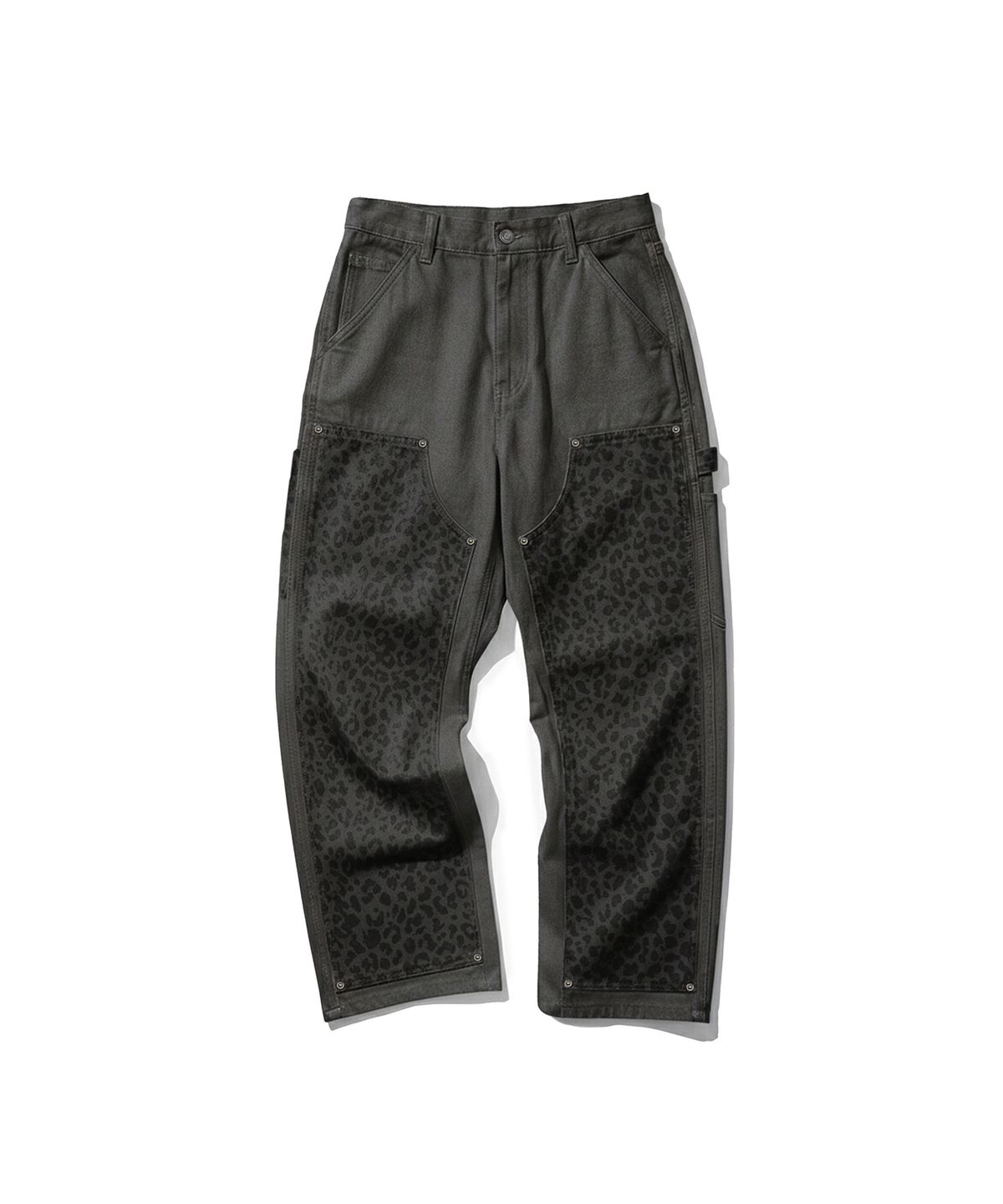 엑스트라오디너리(EXTRAORDINARY) LEOPARD PANEL DOUBLE KNEE PANTS GREY