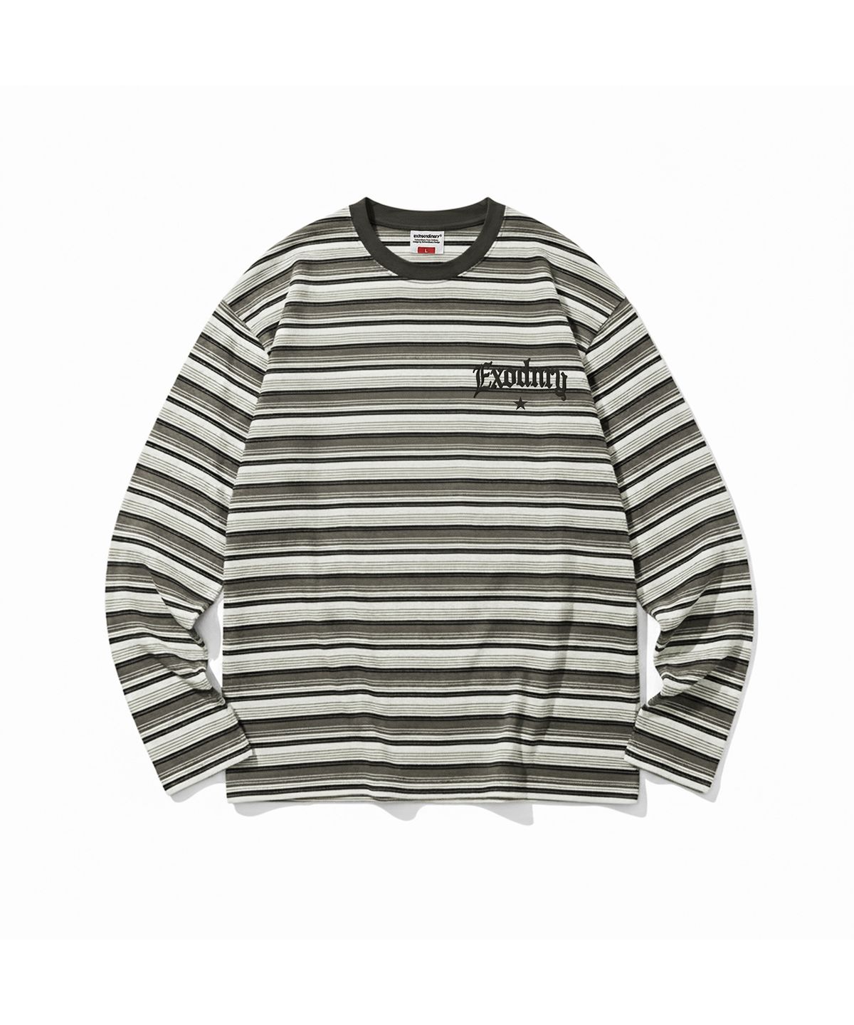 엑스트라오디너리(EXTRAORDINARY) GOTHIC LOGO STRIPE LS TEE GREY