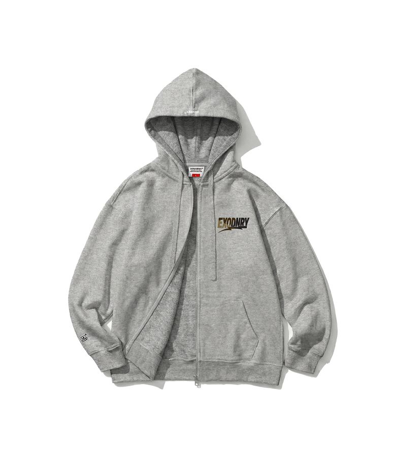 CAMO FILL LOGO ZIP-UP HOODIE MELANGE GREY