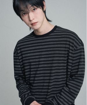 에센셜 스트라이프 롱슬리브 티셔츠 블랙