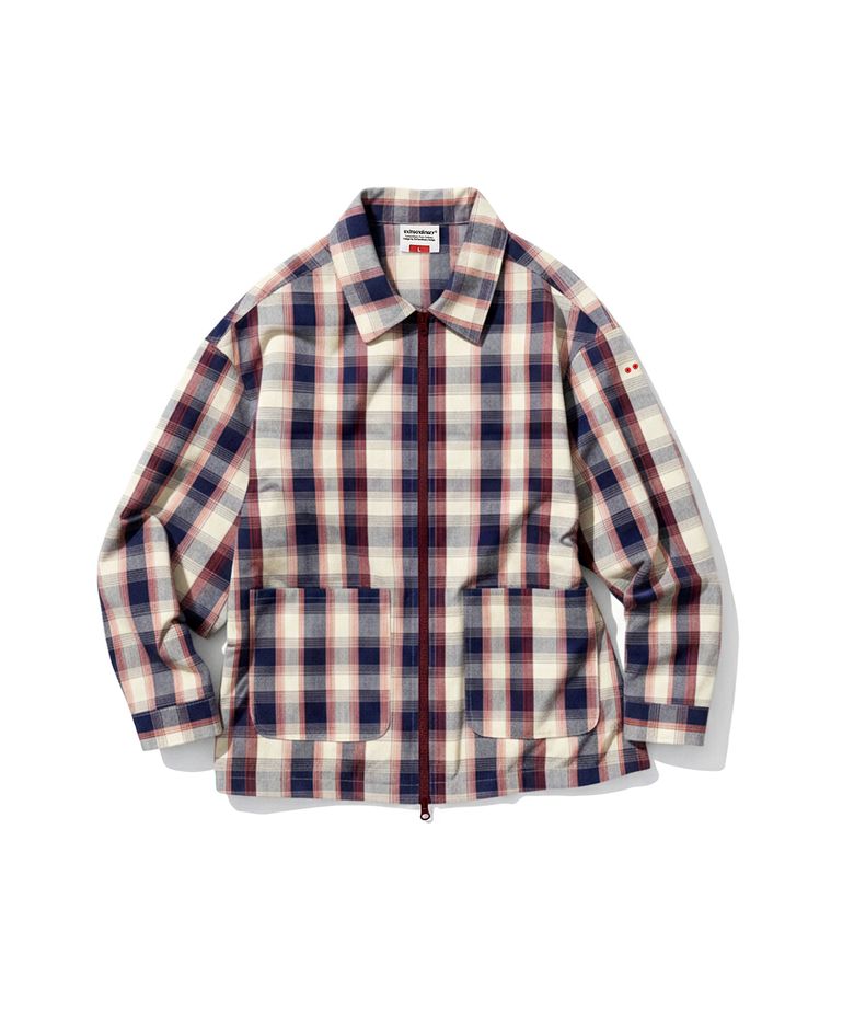 MADRAS CHECK ZIP-UP SHIRKET NAVY