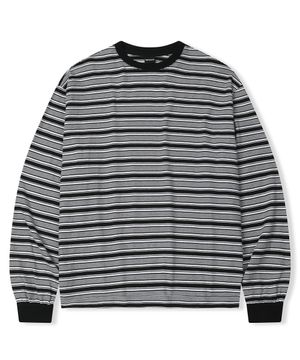 멀티 스트라이프 롱슬리브 티셔츠 블랙
