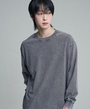 피그먼트 롱슬리브 티셔츠 그레이