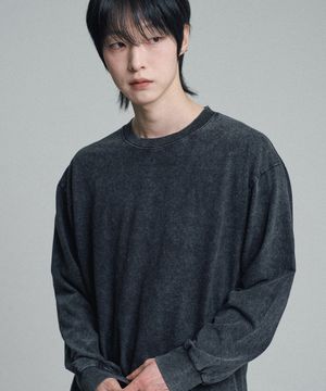 피그먼트 롱슬리브 티셔츠 블랙 차콜
