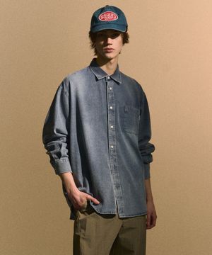 빈티지 워싱 오버핏 데님셔츠 [중청]