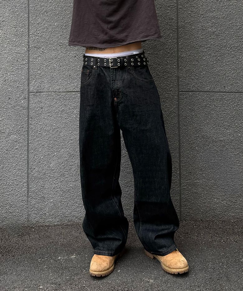 15oz Selvedge Rinsed(Wash) Jeans (Black)