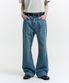 13oz Wide Flare Salt Washed Jeans (Blue)