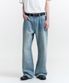 13oz Wide Flare Salt Washed Jeans (Light Blue)