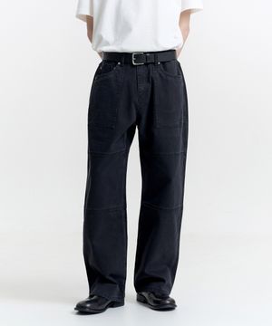 13oz Canvas Fabric Washed Pants ( Washed Black)