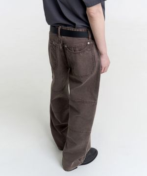 13oz Canvas Fabric Washed Pants ( Washed Brown)