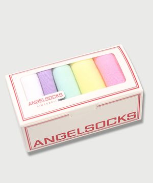 SET005-솜사탕 파스텔 골지 무지 여자 양말 5개 세트