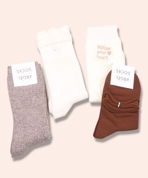 SET005-엔젤초코 여자 패션 울 반짝이 진주 래터링 양말 선물세트