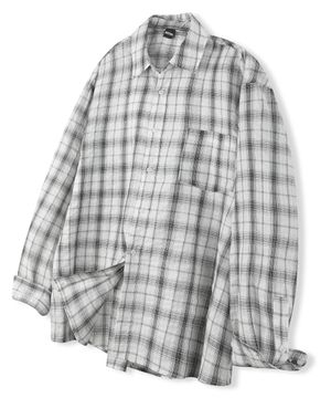 빈티지 링클 체크 셔츠 화이트