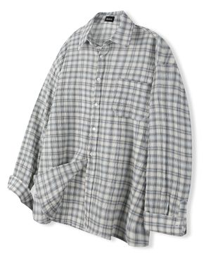 써머 링클 체크 셔츠 블루