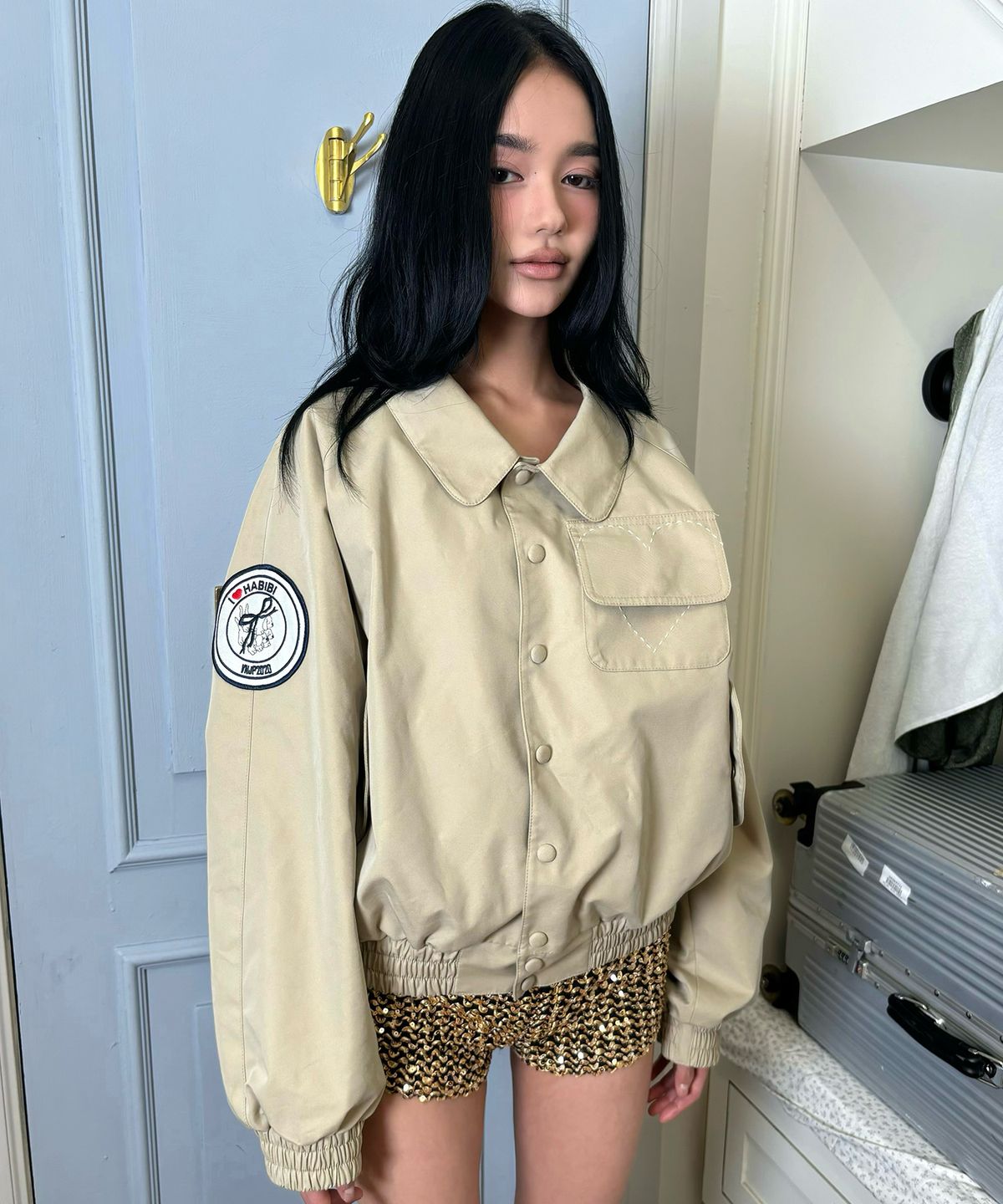 베니조프로덕트(VENYJOPRODUCT) Big LoVER Embroidery Jacket : BEIGE