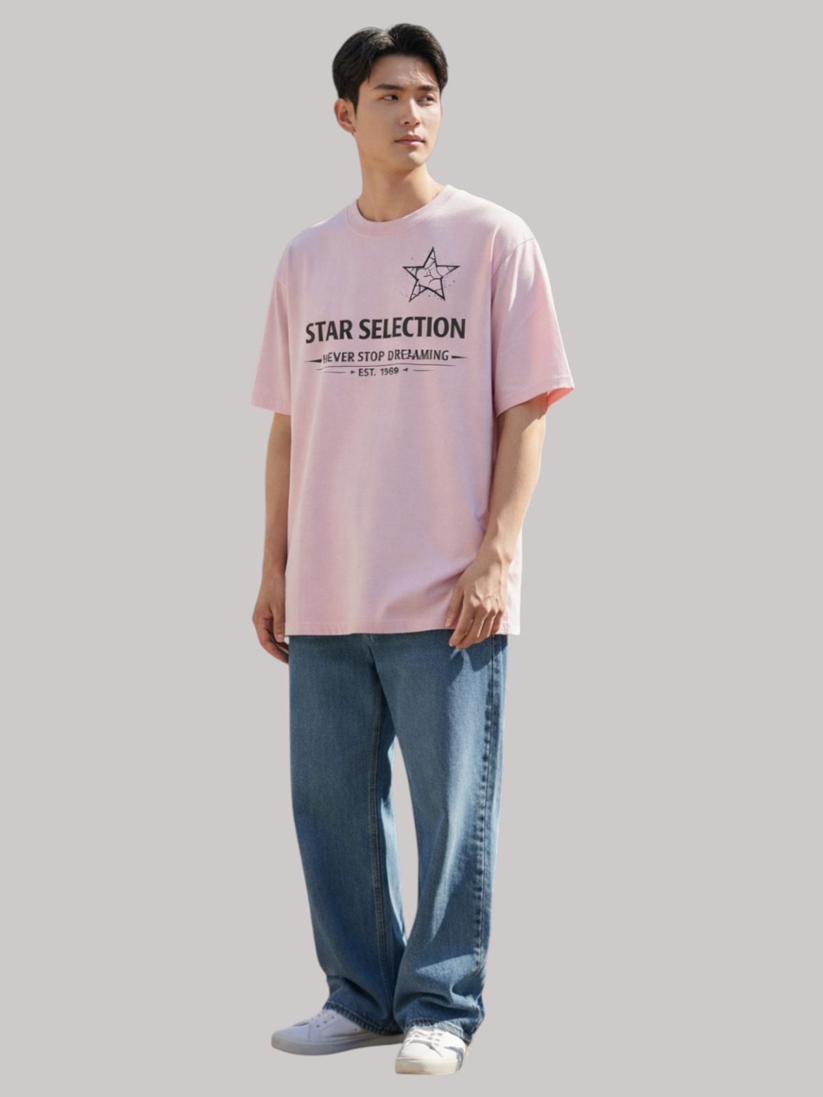지블랙(ZBLACK) 스타셀렉션 라이트 스타 오버핏 반팔 LIGHT PINK
