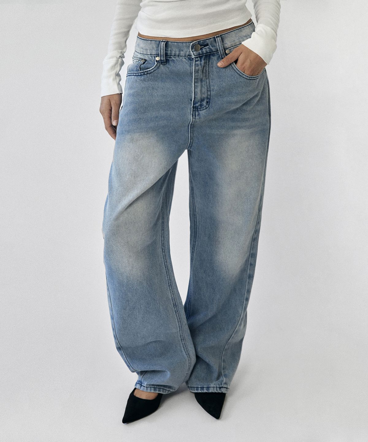 스웨이드(SUADE) CINCH BACK DENIM [LIGHT BLUE]