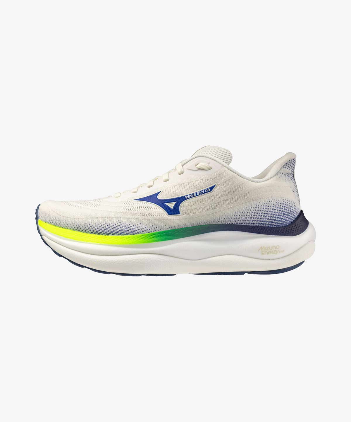미즈노(MIZUNO) (남성) 웨이브 스카이 9 슈퍼와이드 - 스노우 화이트:서프 더 웹:라이트닝 옐로우 / J1GC251151