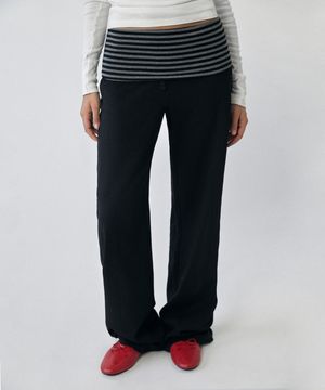 LAYERED LONG PANTS [BLACK]