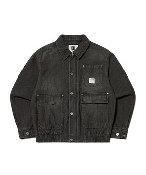 RGB 데님 카라 자켓 BLACK