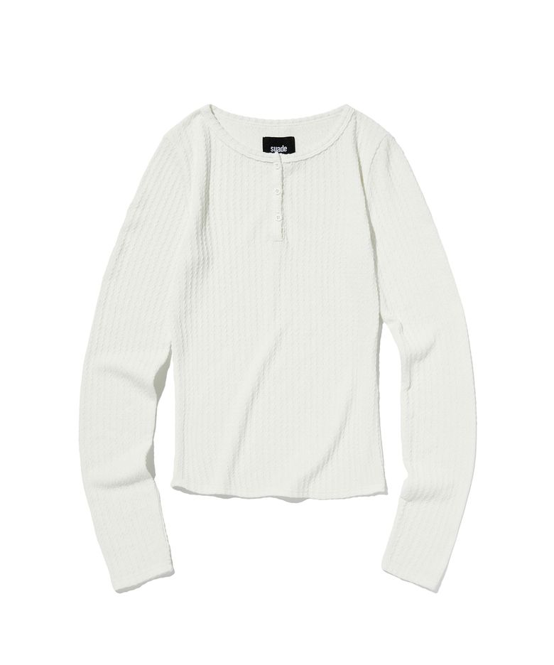 CABLE HENLEY NECK [WHITE]