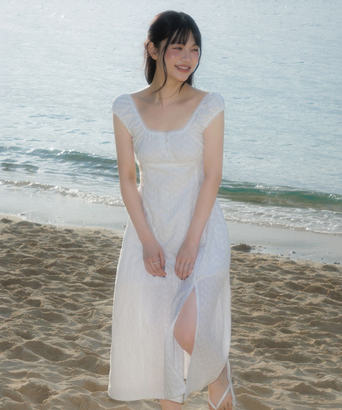 로제프란츠(ROSEFRANTZ) Floral Lace Slim Long Dress [Ivory]