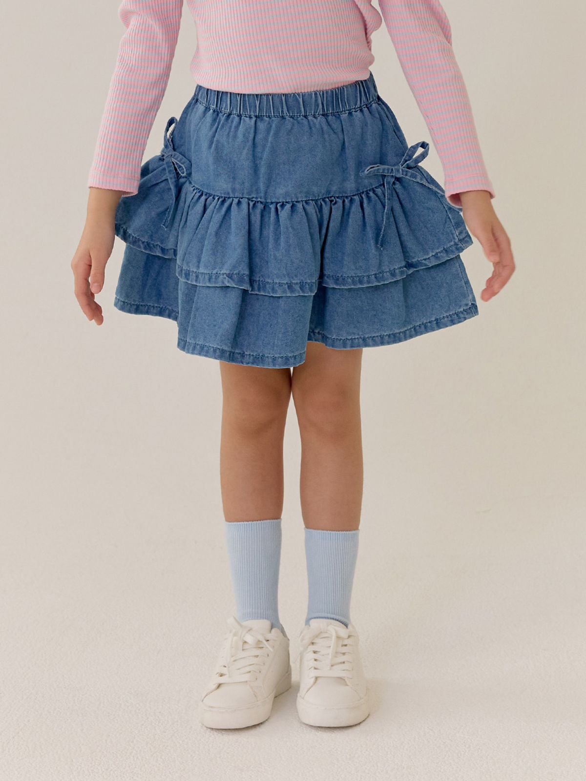 베베테일러(BEBETAILOR) 웨이브 프릴 데님 스커트