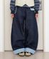 WXP085 시아와세 체크 배색 벌룬 팬츠 (INDIGO)