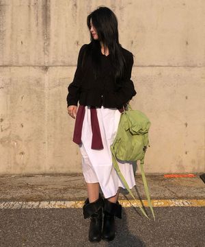 (우먼) 플레어 스커트-화이트