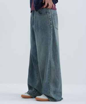 (우먼) 와이드 핏 써머 데님-빈티지 블루