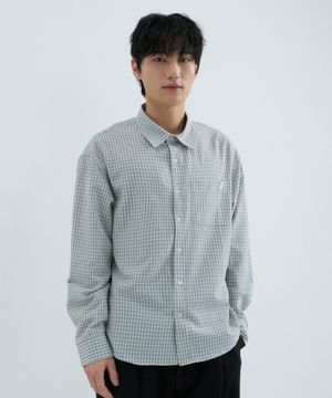 체크 셔츠-라이트 카키