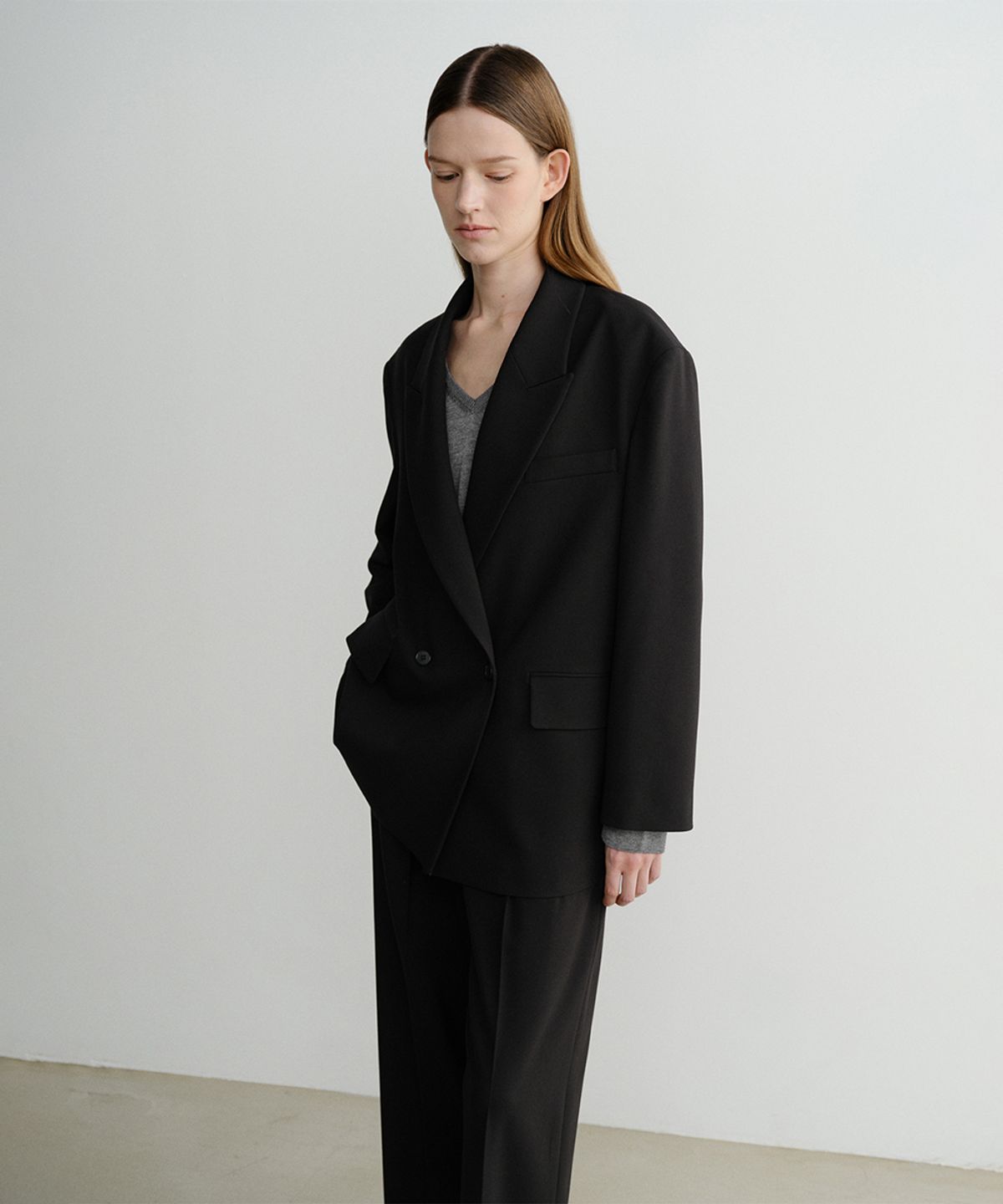 이아(EAAH) REND DOUBLE BREASTED JACKET (BLACK)