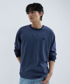 스트라이프 롱슬리브-다크 네이비