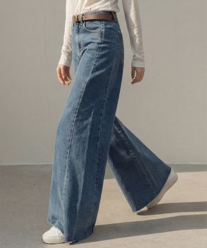 리던스 사선절개 와이드 데님팬츠_F6S203DP