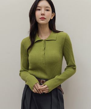 버튼포인트 카라 골지 니트_F6S211KN