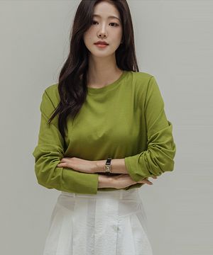 소프트 세미크롭 긴팔 티셔츠_F6S173TS
